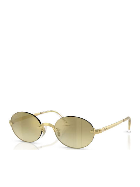 Ray Ban Унисекс Слънчеви Очила с Златен Метален Рамка и Златен Огледален Стъкло RB3929 001/7I