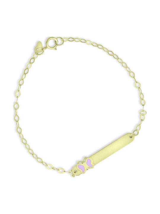 CHrysolithos Kids Bracelet ID from Gold-plated Silver with Butterfly