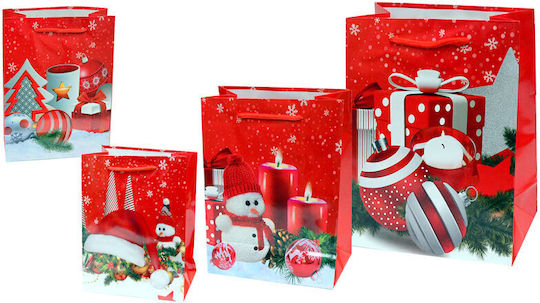 Paperpack Net Paper Christmas Bag for Gift Red 31x10x42cm. 3pcs