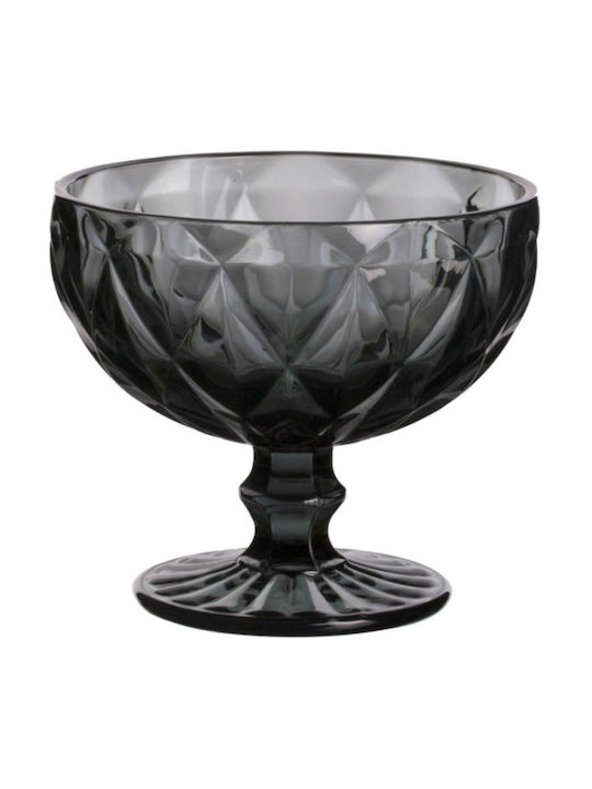 Cryspo Trio Kare Ice Cream Serving Bowl Round Glass Smoke with Diameter 12cm