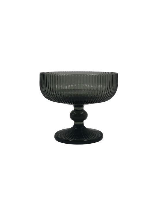 Cryspo Trio Ice Cream Serving Bowl Round Glass Noris Smoke with Diameter 12cm