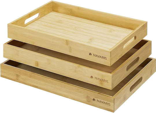 Navaris Bambus Dreptunghiular Tavă de Servire din Bamboo cu Mânere în Culoare Bej 53446.03 1buc Navaris Bambus Dreptunghiular Tavă de Servire din Bamboo cu Mânere în Culoare Bej 53446.03 1buc