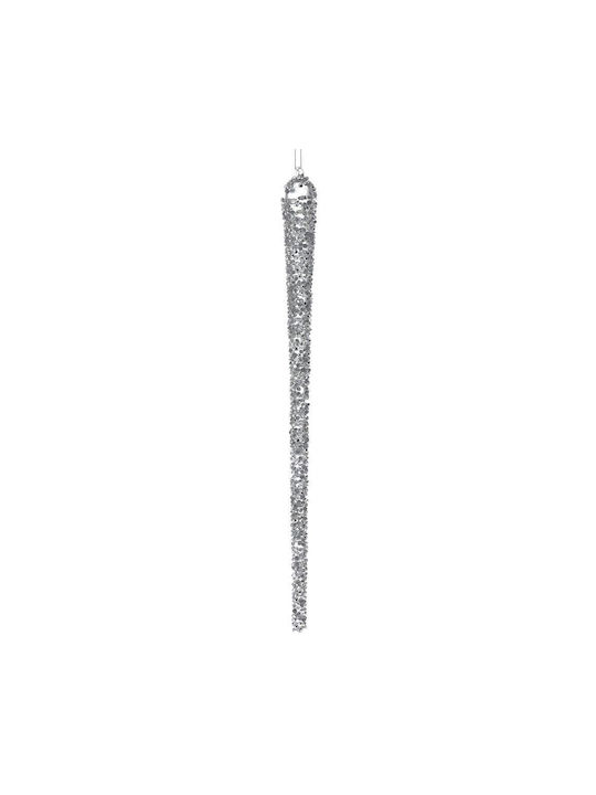 Hängender Stalaktit Ornament Glas Silber Set 3Stück