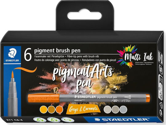 Staedtler Pigment Design Markers Greys & Caramels, 371 C6-4 6pcs