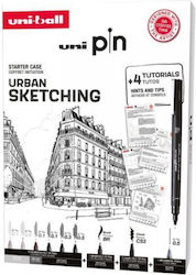 Uni-Ball Pin-200 Marker Gestaltung von Schwarz Blau Grün Hellblau Rosa Rot Weiß Gelb Set 8 Stück