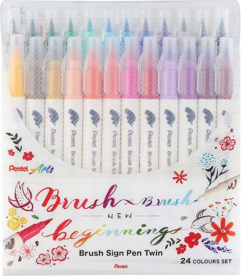 Pentel Arts Brush Sign Pen Acrylmarker Brush Sign Pen Twin Colors 1Stück