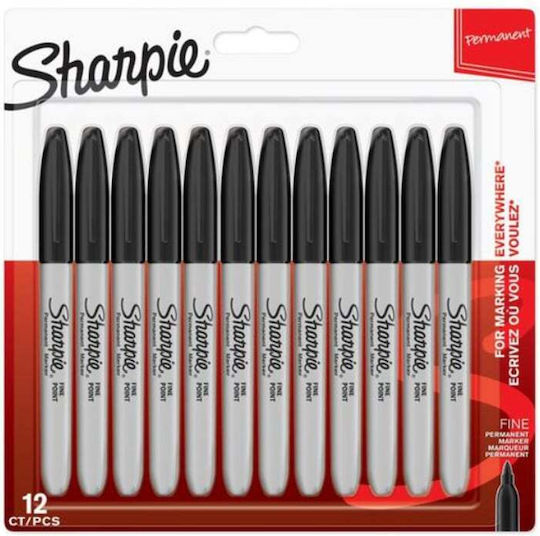 Sharpie Ανεξίτηλοι Μαρκαδόροι Black Σετ 12τμχ