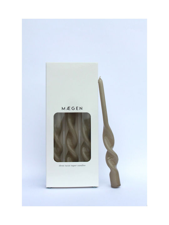 Maegen Decorative Candle Taper Brown 3pcs