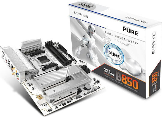 Sapphire PURE B850A WIFI7 Motherboard ATX με AMD AM5 Socket 52123-11-40G