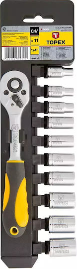 Topex Set de chei tubulare și clichet 1\4" 10buc