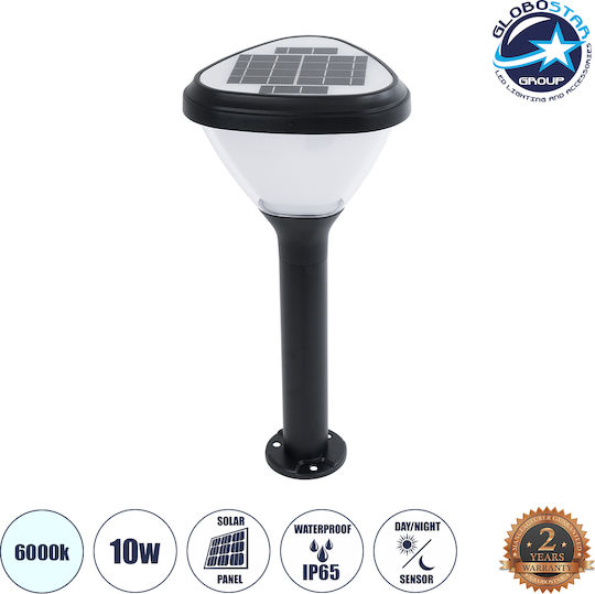 GloboStar Ηλιακό Φωτιστικό Δαπέδου Φανάρι 10W 180lm Ψυχρό Λευκό 6000K με Φωτοκύτταρο IP65