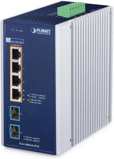 Planet IGS-1000-4UP2X Verwaltet L2 PoE++ Switch mit 4 Ports Gigabit (1Gbps) Ethernet