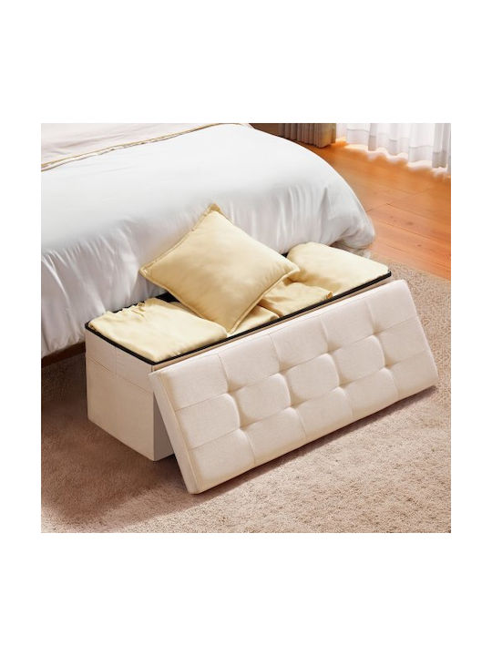 Collapsible Bench Stool with Storage Space Wooden Beige