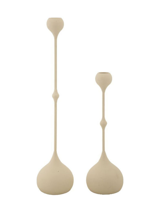 Mauro F Kerzenhalter-Set Metall in Beige Farbe 37cm 2Stück