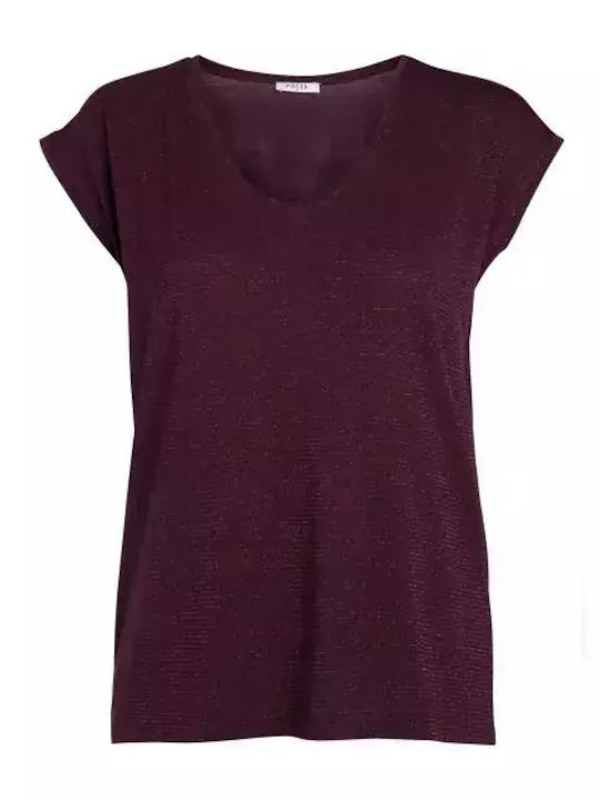 Pieces Women's Blouse Short Sleeve Wine