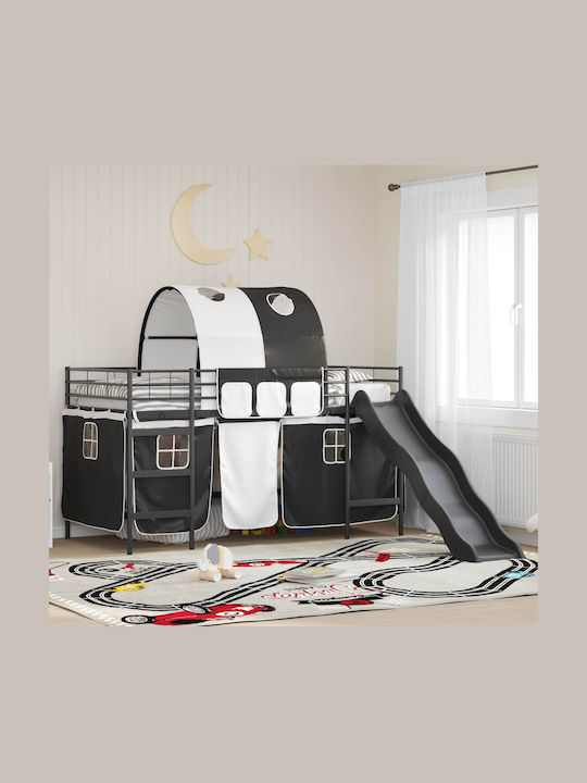 Kids Bed Single Black for Mattress 100x201cm