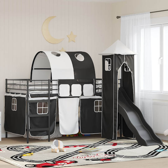 Pat Pentru Copii Single Negru Pentru Saltea 80x201cm