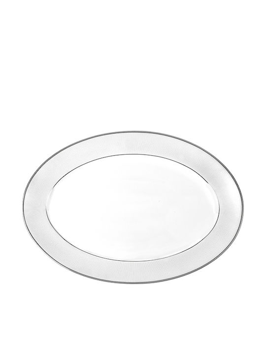 Oriana Ferelli Oval Porcelain Serving Platter Classic Stripes White 25cm