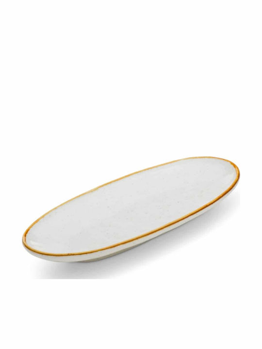 Yuk Serving Platter Oval made of Porcelain Beige 36.5x23cm