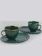 Set Tassen Kaffee Keramik Grün 215ml 2Stück