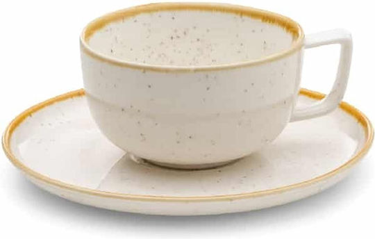 Yuk Σετ Φλιτζάνια Espresso από Πορσελάνη Μπεζ 6τμχ