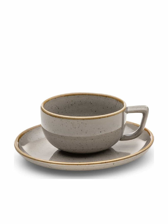 Yuk Σετ Φλιτζάνια Cappuccino από Πορσελάνη Γκρι 6τμχ