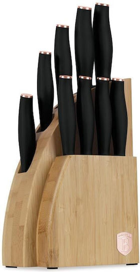 Berlinger Haus Black Rose Collection Stainless Steel Knives Set with Base 20cm 9 Pieces