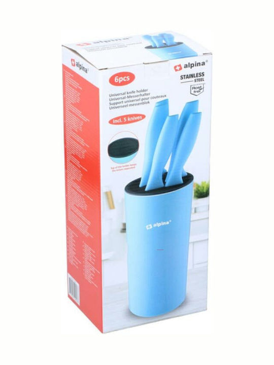 Alpina Appliances Alpina Switzerland Knives Set with Base Made of Stainless Steel Blue 6 Pieces
