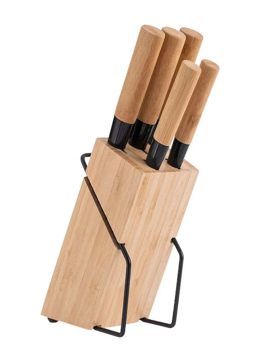 Estia Bamboo Essentials Σετ Μαχαίρια με Βάση από Ανοξείδωτο Ατσάλι 6τμχ