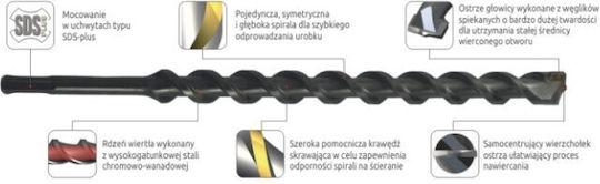 K2 Drill with SDS Plus Shank for Masonry 6x100mm