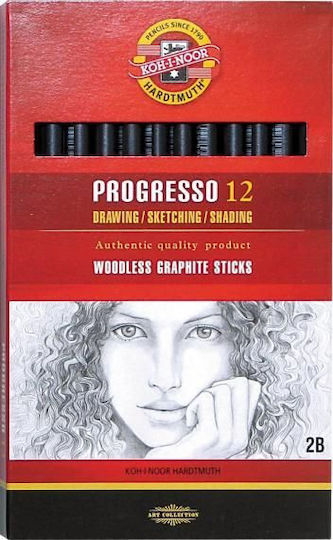 Koh-I-Noor Progresso 8911 Σετ 12 Μολύβια 8B Ασημί