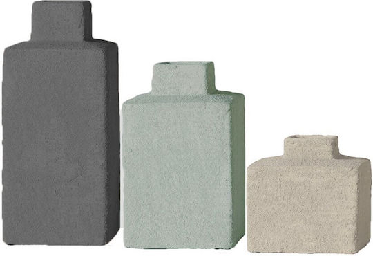 Espiel Set Decorative Ceramic Grey Vases Φ10xH22.3cm 3 Pieces
