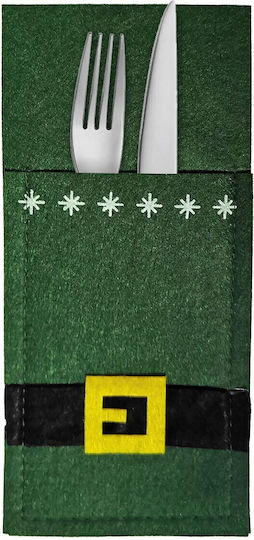 XMASfest Set Christmas Cutlery Holders Green L22xW10cm. 10pcs