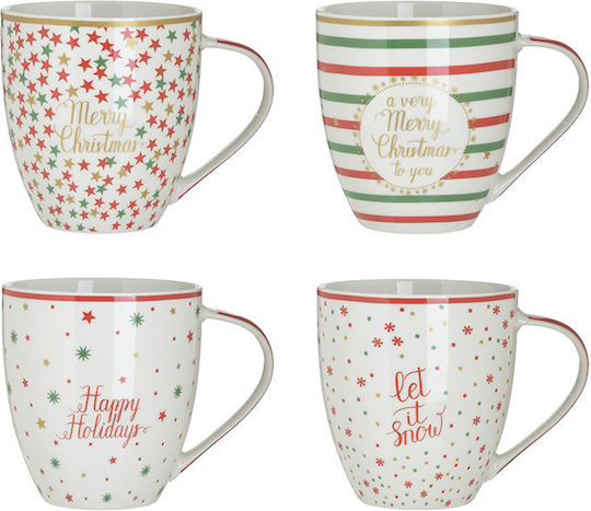 Inart Weihnachtliche Becher Porzellan Weihnachtlich Becher Porzellan L10xB6xD11cm. (Μverschiedene Designs/Farben)