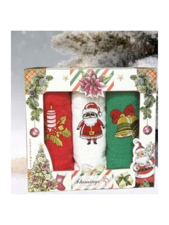 Flamingo Set Ornamente de Crăciun Șervețele Alb L40xW60cm. 3buc