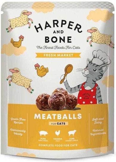 Harper and Bone Nassfutter für Katzen mit Meat, Schweinefleisch, Huhn, Lamm und Kürbis 85gr