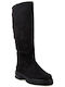 Suede Riding Boots Black