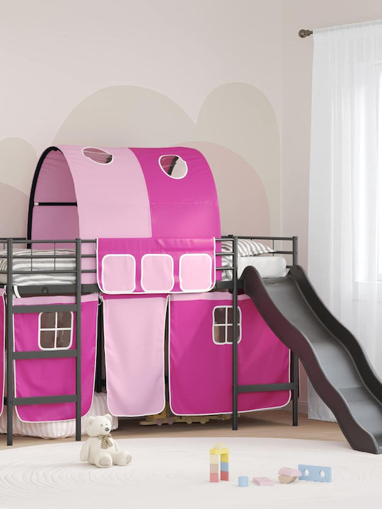 Kinderbett Hochbett Einzeln Schwarz für Matratze 100x190cm