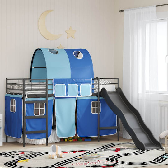 Kinderbett Hochbett Einzeln Schwarz für Matratze 100x190cm