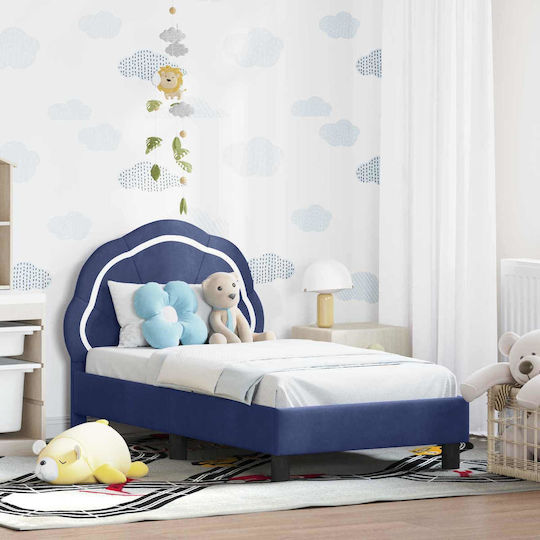 Pat Pentru Copii Single Albastru Pentru Saltea 83x148cm