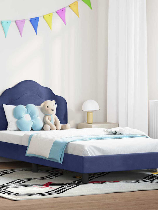 Pat Pentru Copii Single Albastru Pentru Saltea 94x198cm