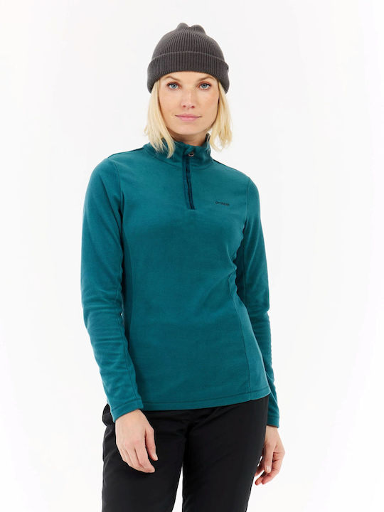 Winter Women's Fleece Blouse with Zipper Rainstorm Blue