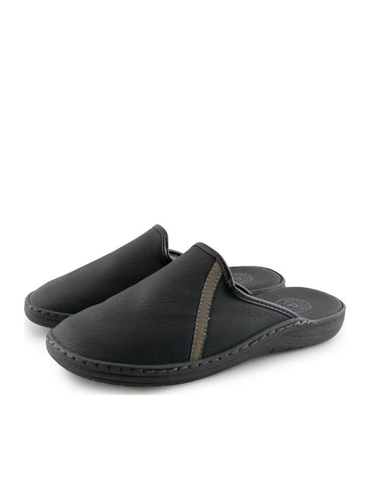 Men's Leather Slippers Black