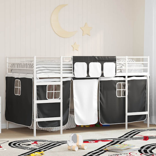 Pat Pentru Copii Loft Bed Semi Dublu Alb Pentru Saltea 116.5x207cm
