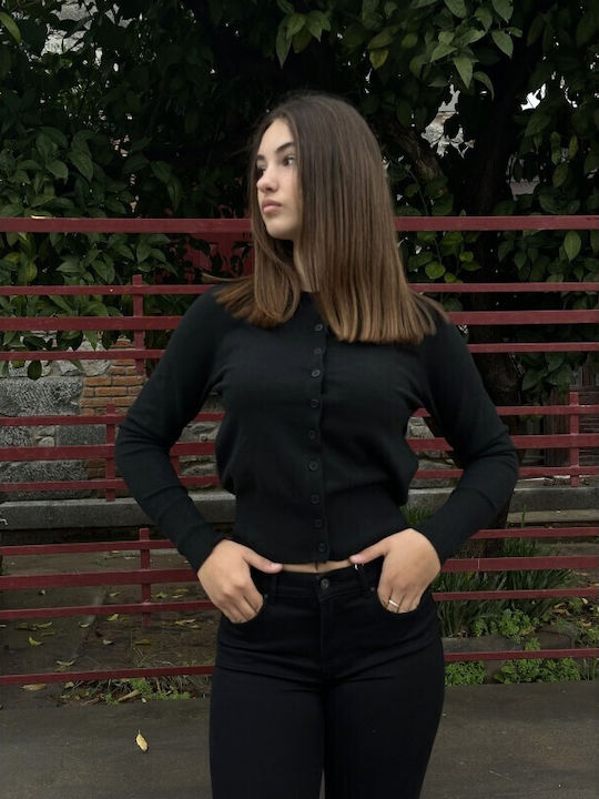 Life Γυναικεία Ζακέτα με Κουμπιά Black