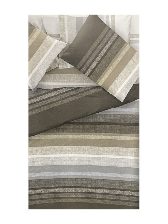 Saint Clair Cotton Duvet Cover Set 225x245cm Extra Large with 2 Pillowcases Cocoa