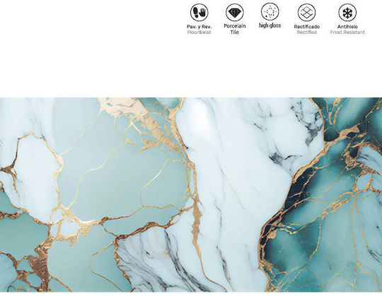 LV Granito Плочка За под На закрито Порцеланов Сияен 120x60см Aqua