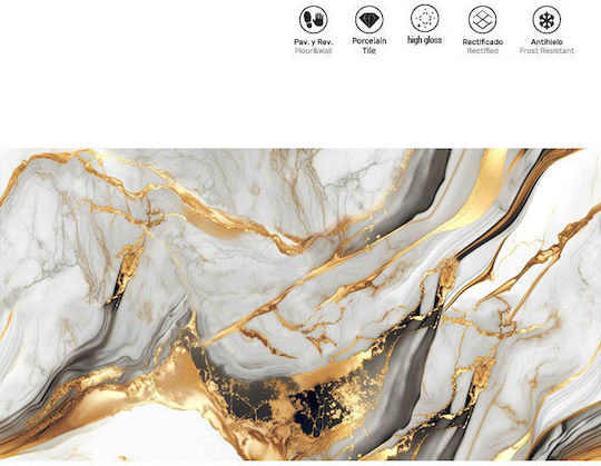 LV Granito VETURE GOLD Golden Fliese für Innenbereich Boden und Wand Porzellan mit Glänzender Oberfläche 120x60cm Gold