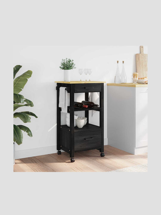 vidaXL Wooden Kitchen Rack 3 Tiers Black 48x40x...