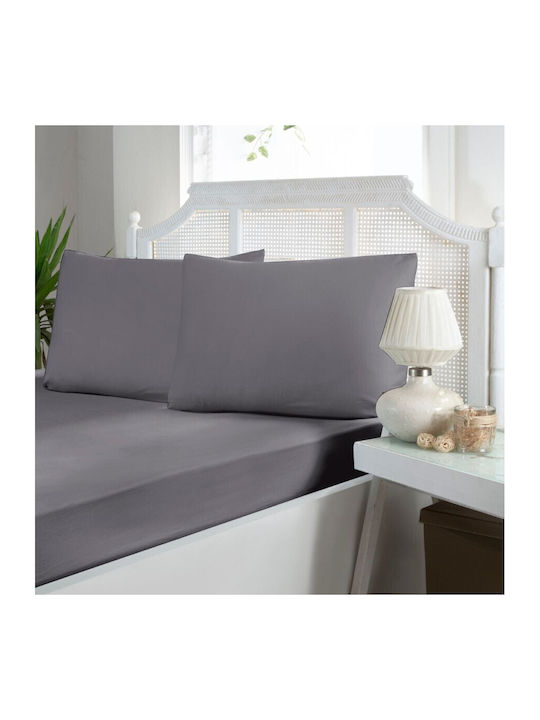First Choice Set Cearșaf cu 2 Fețe de pernă Super dublu 240x260cm. Gray (quicksilver) 3buc
